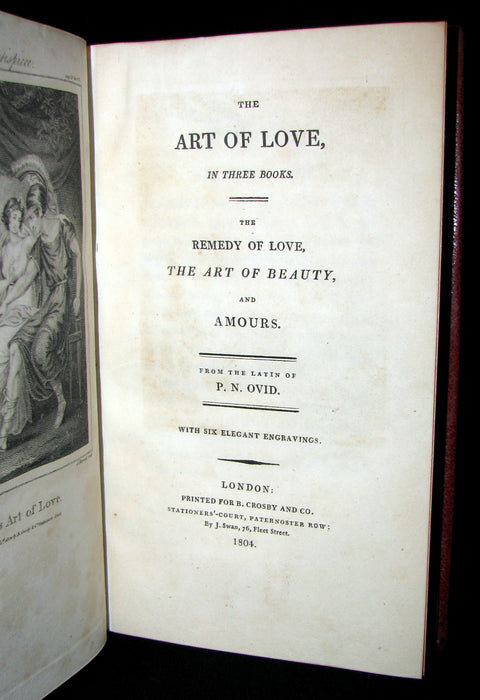 1804 Rare Book - OVID's  Art of Love in 3 books  Illustrated with 6 copperplates.