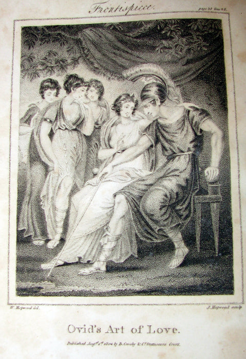 1804 Rare Book - OVID's  Art of Love in 3 books  Illustrated with 6 copperplates.