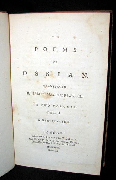 1796 Rare Book set - The Poems of Ossian by James MacPherson