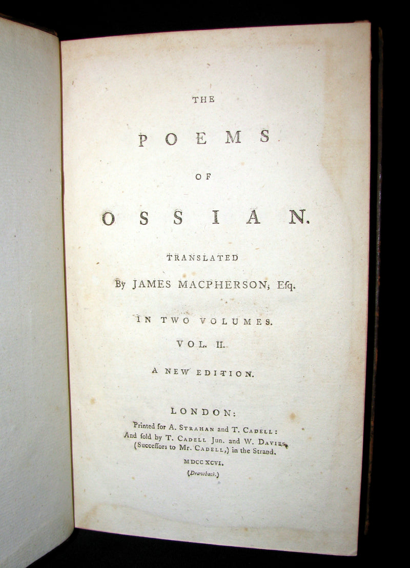1796 Rare Book set - The Poems of Ossian by James MacPherson