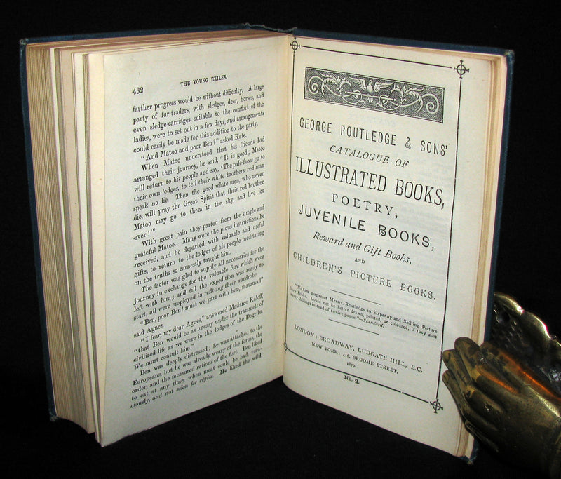 1880 Rare Victorian Book ~ The Young Exiles or The Wild Tribes of the North by Anne Bowman