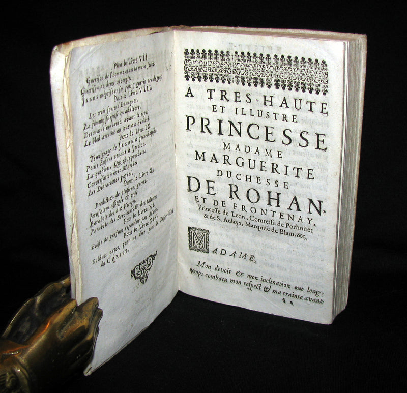1673 Rare French Vellum Book - Emanuel - the four gospels of Jesus Christ. A Christian Poem.