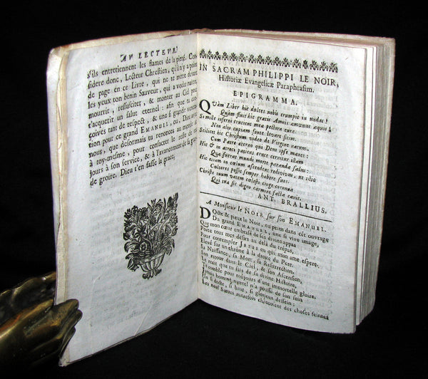 1673 Rare French Vellum Book - Emanuel - the four gospels of Jesus Christ. A Christian Poem.