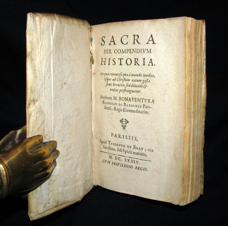 1634 Scarce Latin Vellum Book - History of the World before Christ by Bonaventure Rousseau de Basoches