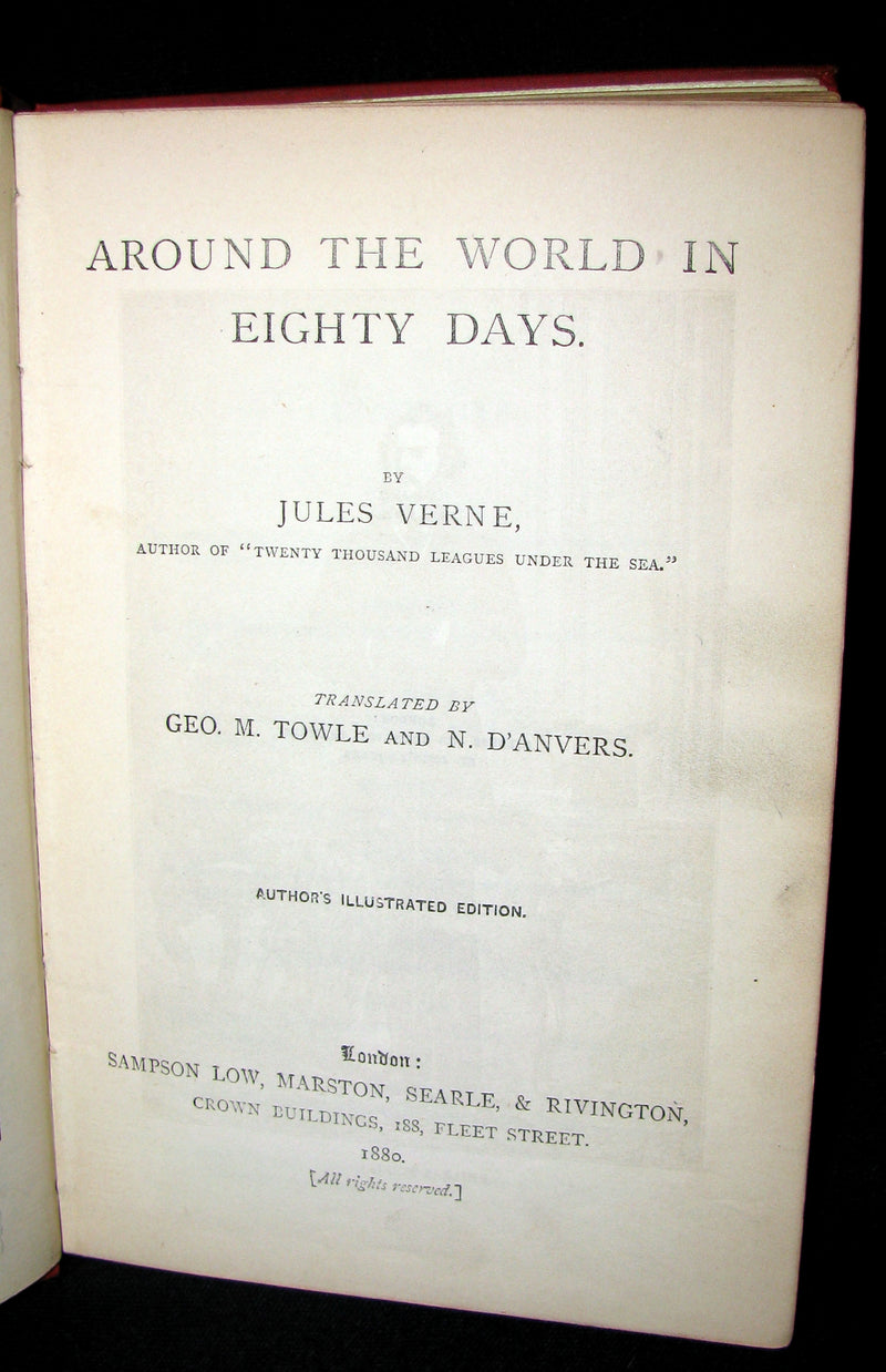 1880 Scarce Early Edition - Jules Verne - Around the World in Eighty Days