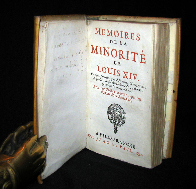 1690 Rare French Vellum Book - Memories of the minority of Louis XIV the Sun King (Roi Soleil)