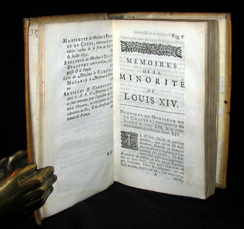 1690 Rare French Vellum Book - Memories of the minority of Louis XIV the Sun King (Roi Soleil)