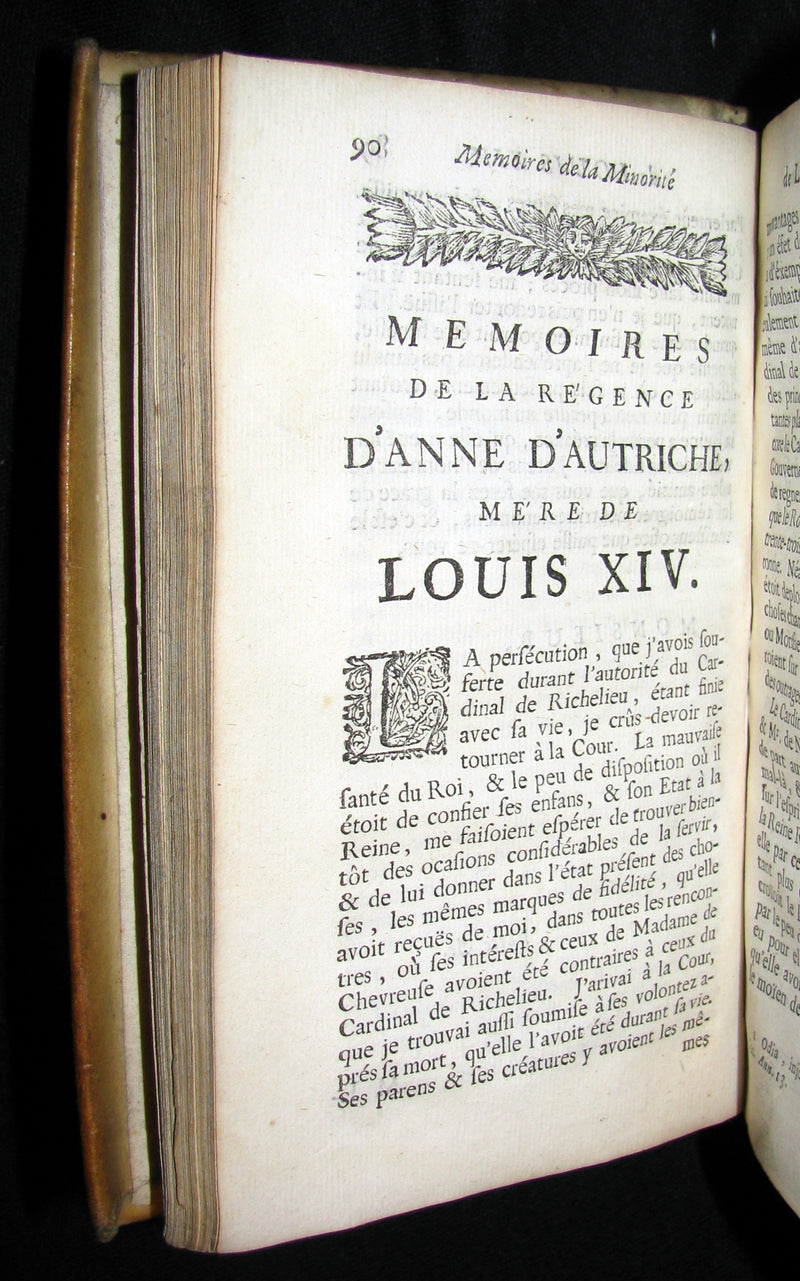 1690 Rare French Vellum Book - Memories of the minority of Louis XIV the Sun King (Roi Soleil)