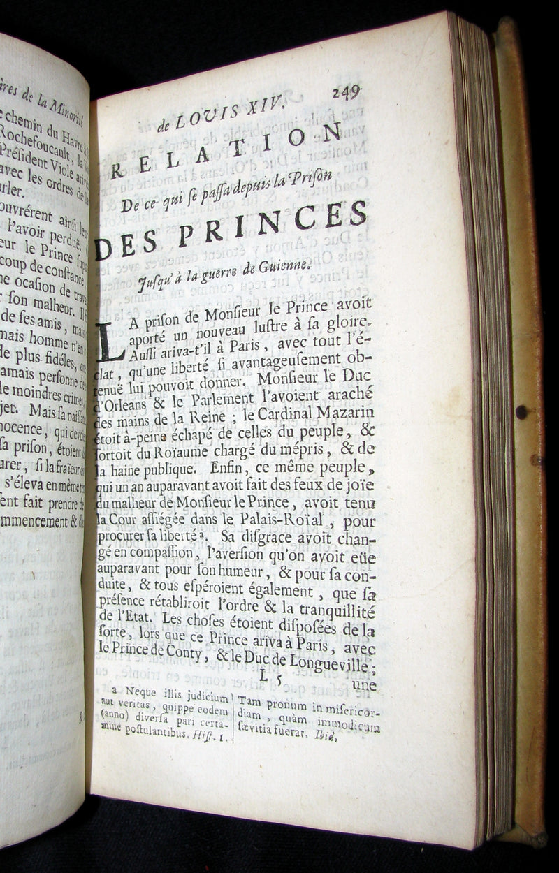 1690 Rare French Vellum Book - Memories of the minority of Louis XIV the Sun King (Roi Soleil)