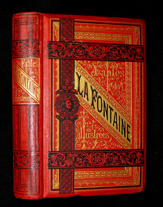 1890 Rare COLOR illustrated French Book ~ FABLES de LA FONTAINE