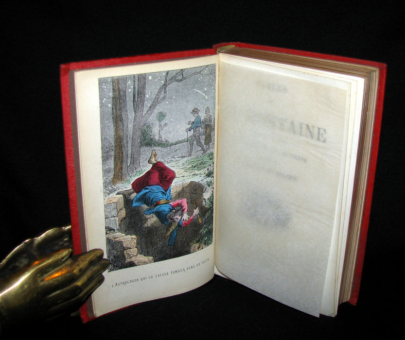 1890 Rare COLOR illustrated French Book ~ FABLES de LA FONTAINE