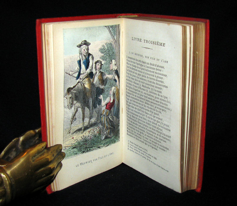 1890 Rare COLOR illustrated French Book ~ FABLES de LA FONTAINE