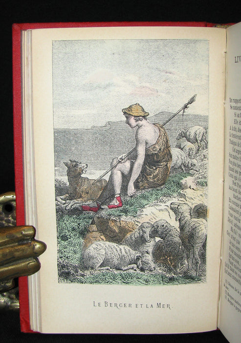 1890 Rare COLOR illustrated French Book ~ FABLES de LA FONTAINE