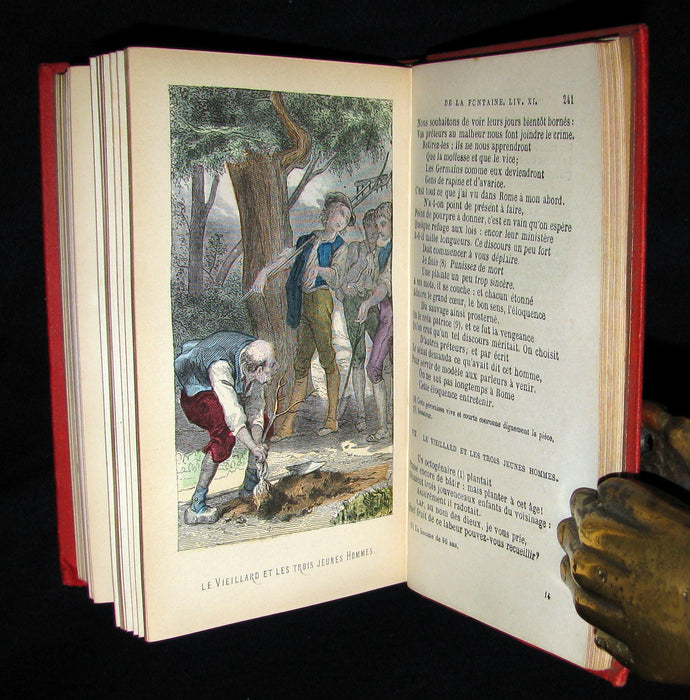 1890 Rare COLOR illustrated French Book ~ FABLES de LA FONTAINE