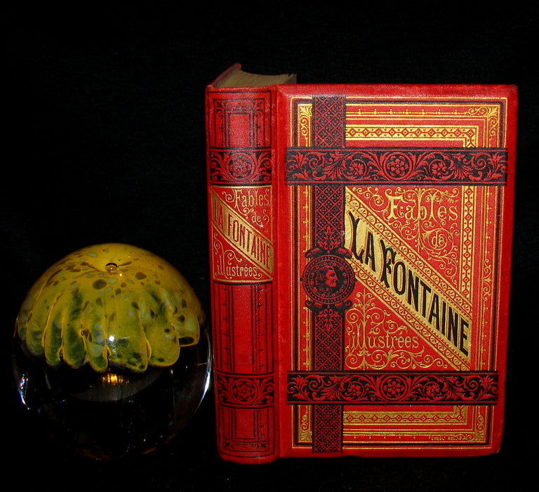 1890 Rare COLOR illustrated French Book ~ FABLES de LA FONTAINE