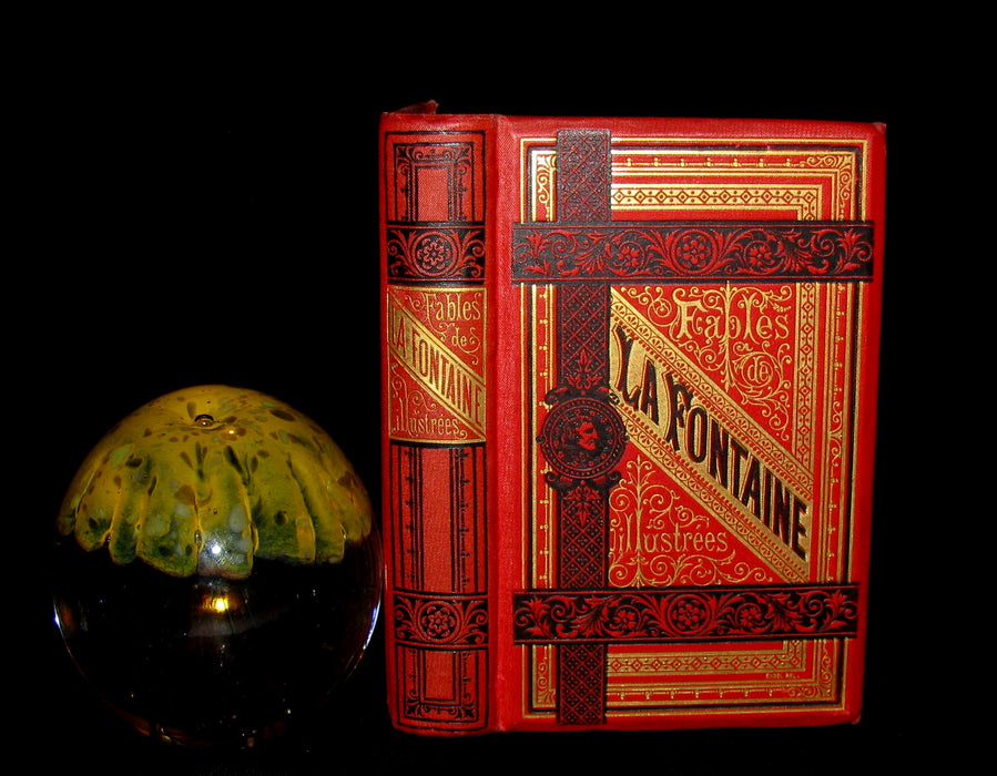 1890 Scarce COLOR illustrated French Book ~ FABLES de Jean de LA FONTAINE