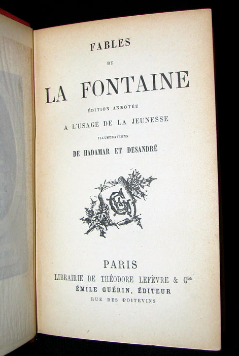 1890 Scarce COLOR illustrated French Book ~ FABLES de Jean de LA FONTAINE