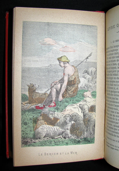 1890 Scarce COLOR illustrated French Book ~ FABLES de Jean de LA FONTAINE