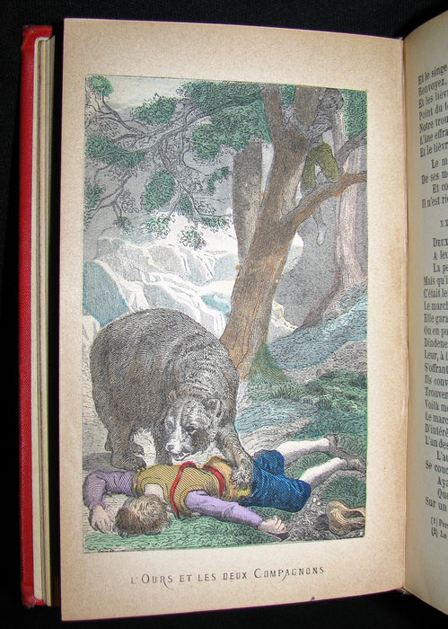 1890 Scarce COLOR illustrated French Book ~ FABLES de Jean de LA FONTAINE