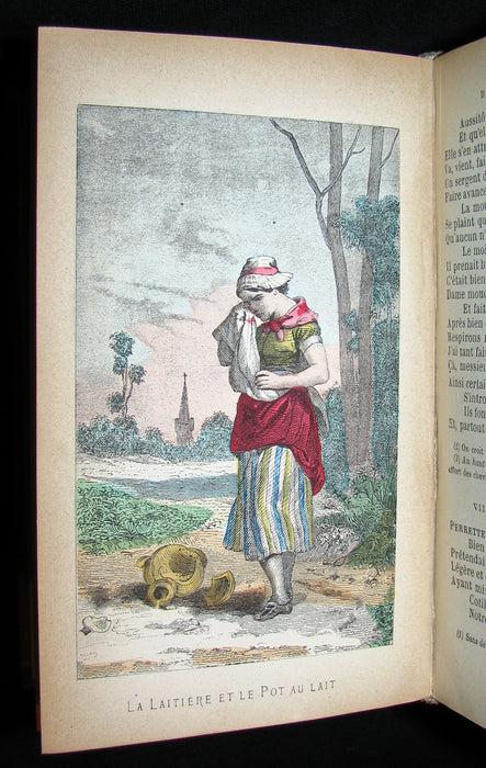 1890 Scarce COLOR illustrated French Book ~ FABLES de Jean de LA FONTAINE