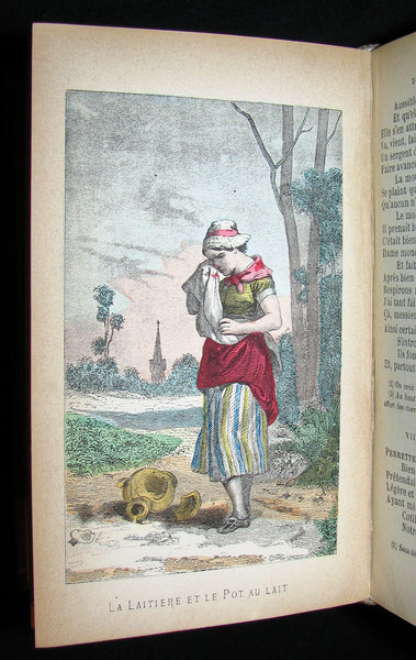 1890 Scarce COLOR illustrated French Book ~ FABLES de Jean de LA FONTAINE