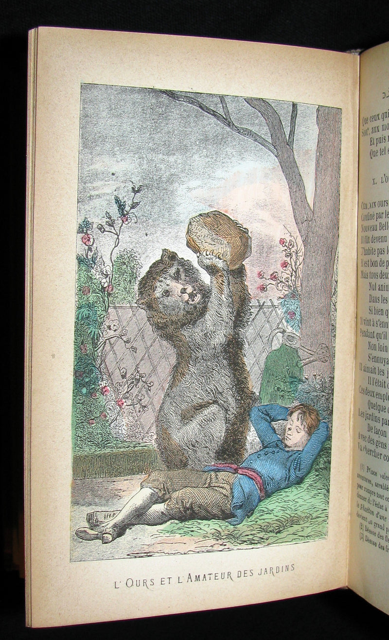 1890 Scarce COLOR illustrated French Book ~ FABLES de Jean de LA FONTAINE