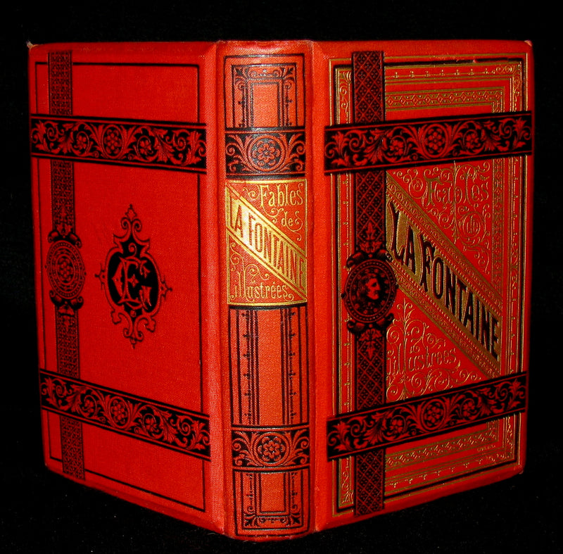 1890 Scarce COLOR illustrated French Book ~ FABLES de Jean de LA FONTAINE