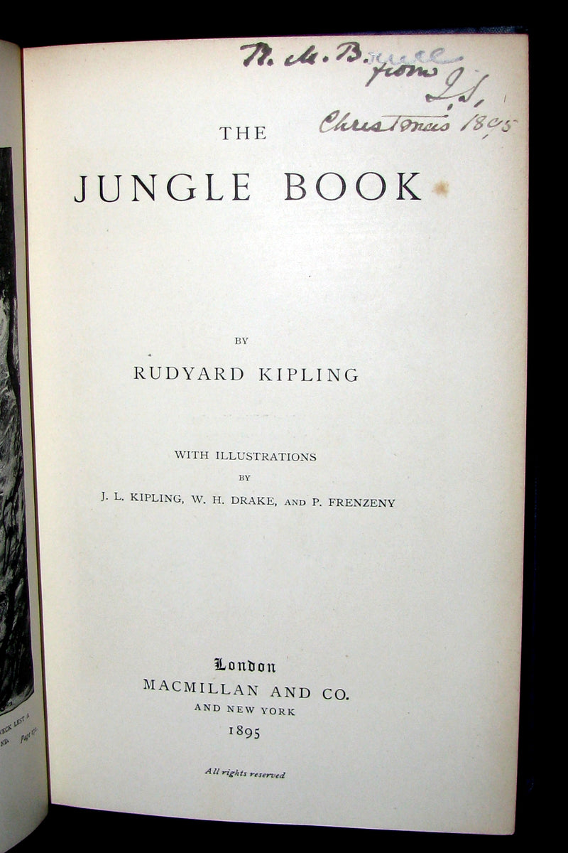 1895 Rare Book - The Jungle Book by Rudyard Kipling -  First Edition, 3rd Printing