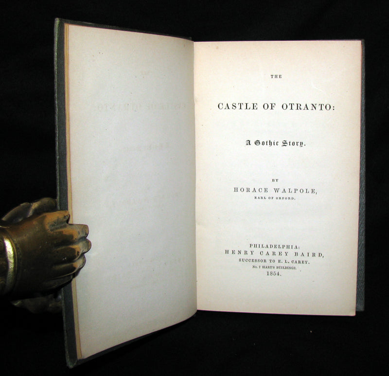 1854 Rare First US Edition - The Castle of Otranto, a Gothic Story by Horace Walpole