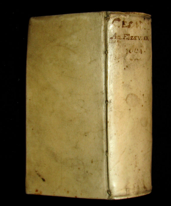 1664 Rare vellum Latin Book - Works of Julius Caesar, The Gallic War, Civil War, ... with MAPS