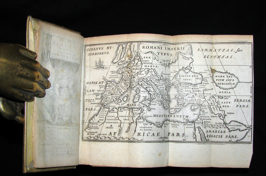 1664 Rare vellum Latin Book - Works of Julius Caesar, The Gallic War, Civil War, ... with MAPS