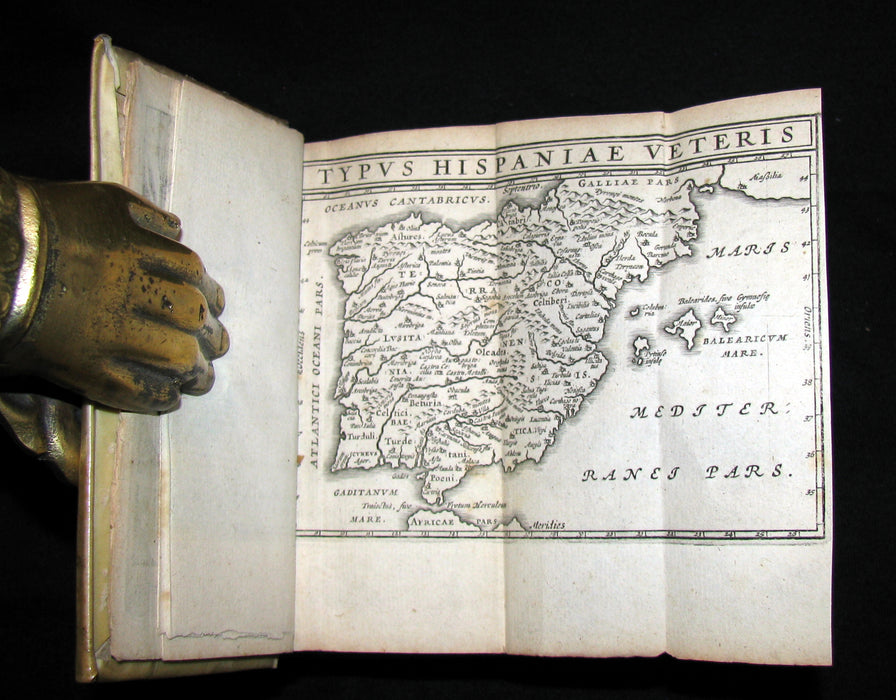 1664 Rare vellum Latin Book - Works of Julius Caesar, The Gallic War, Civil War, ... with MAPS