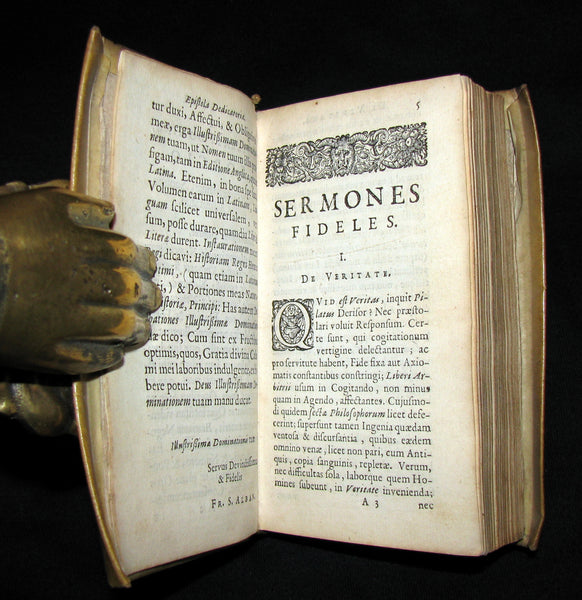 1644 Rare Latin Vellum Book - FRANCIS BACON's ESSAYS - Sermones fideles, ethici, politici, oeconomici,...
