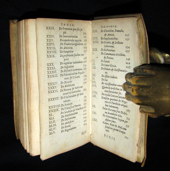 1644 Rare Latin Vellum Book - FRANCIS BACON's ESSAYS - Sermones fideles, ethici, politici, oeconomici,...