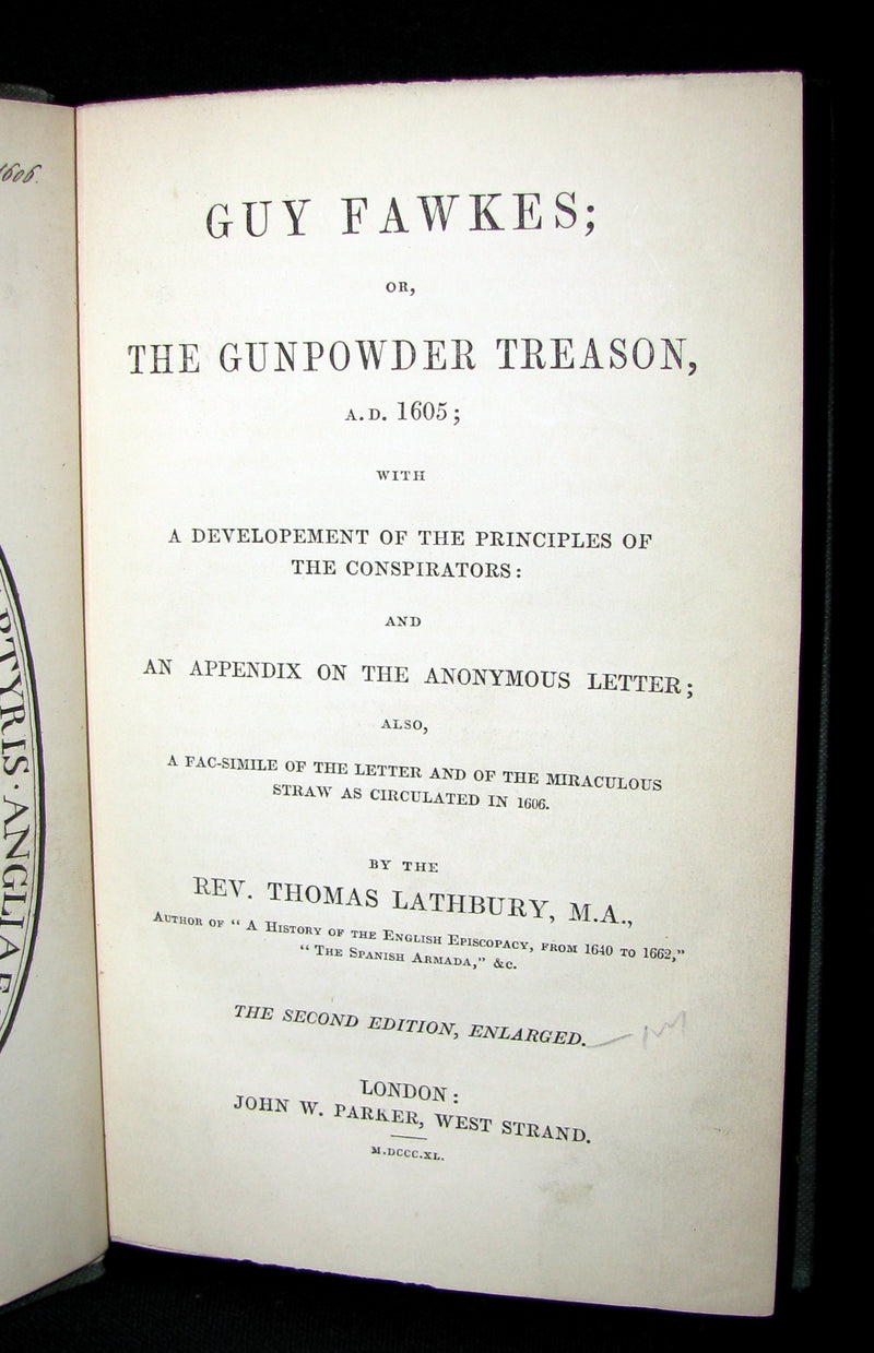 1840 Rare Book -  Guy Fawkes Or, The Gunpowder Treason, A.D. 1605