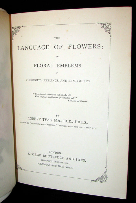 1880 Rare Floriography  Book ~ The Language of Flowers by Robert Tyas, Color Illustrated.