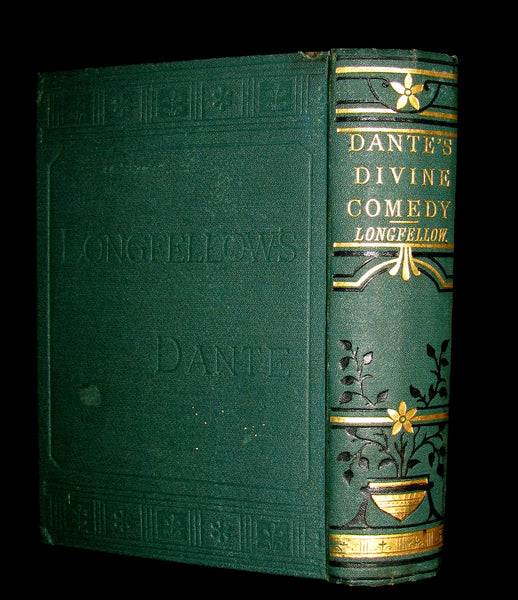 1890 Rare Victorian Book - THE DIVINE COMEDY OF DANTE ALIGHIERI by Longfellow