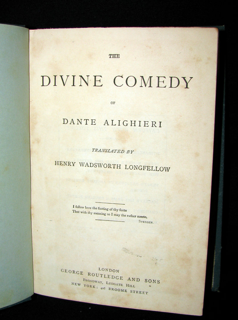 1890 Rare Victorian Book - THE DIVINE COMEDY OF DANTE ALIGHIERI by Longfellow