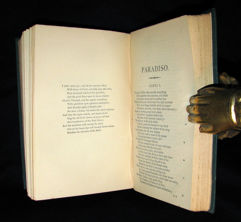 1890 Rare Victorian Book - THE DIVINE COMEDY OF DANTE ALIGHIERI by Longfellow