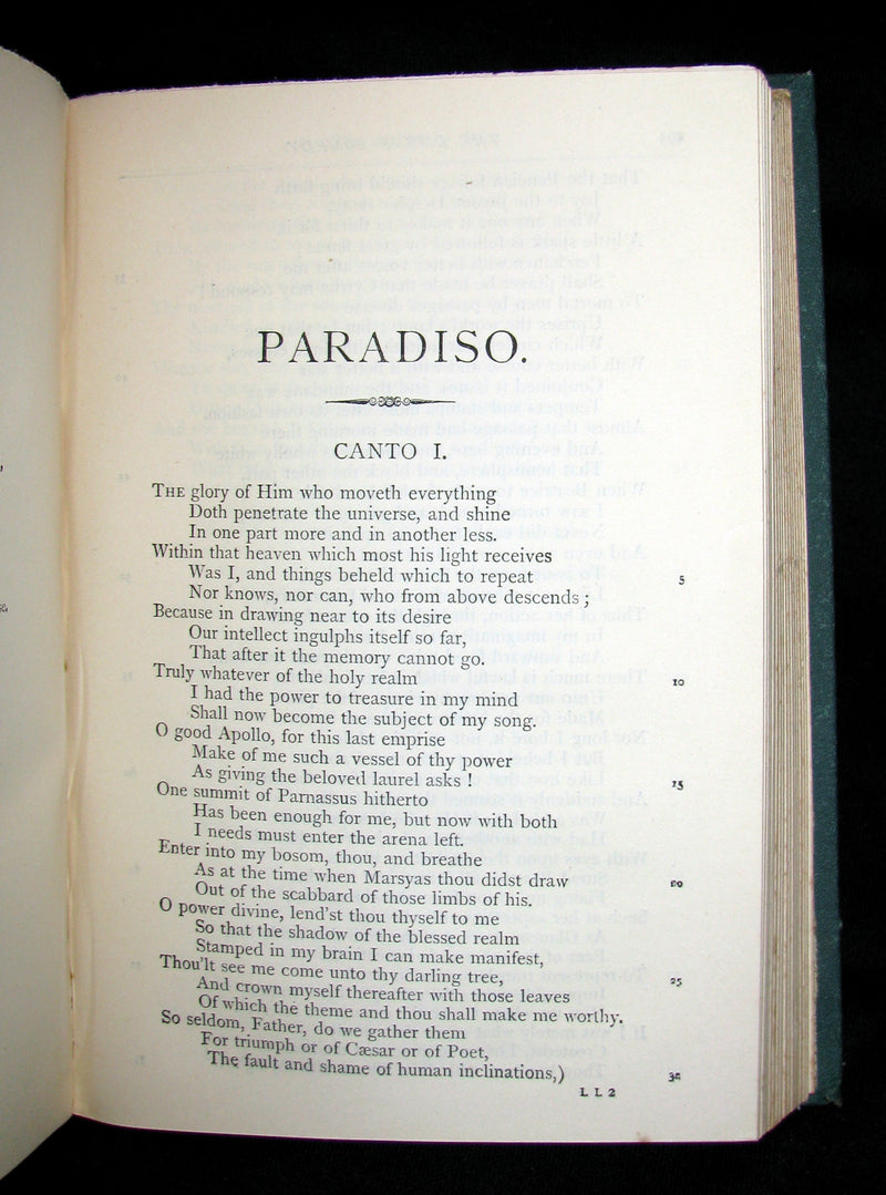 1890 Rare Victorian Book - THE DIVINE COMEDY OF DANTE ALIGHIERI by Longfellow