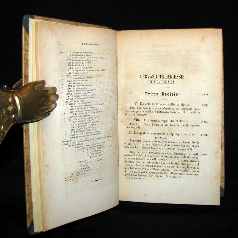 1856 Scarce Science of Fairy Tales Book - OTIA IMPERIALIA by Gervase of Tilbury