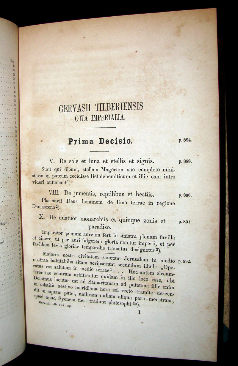 1856 Scarce Science of Fairy Tales Book - OTIA IMPERIALIA by Gervase of Tilbury