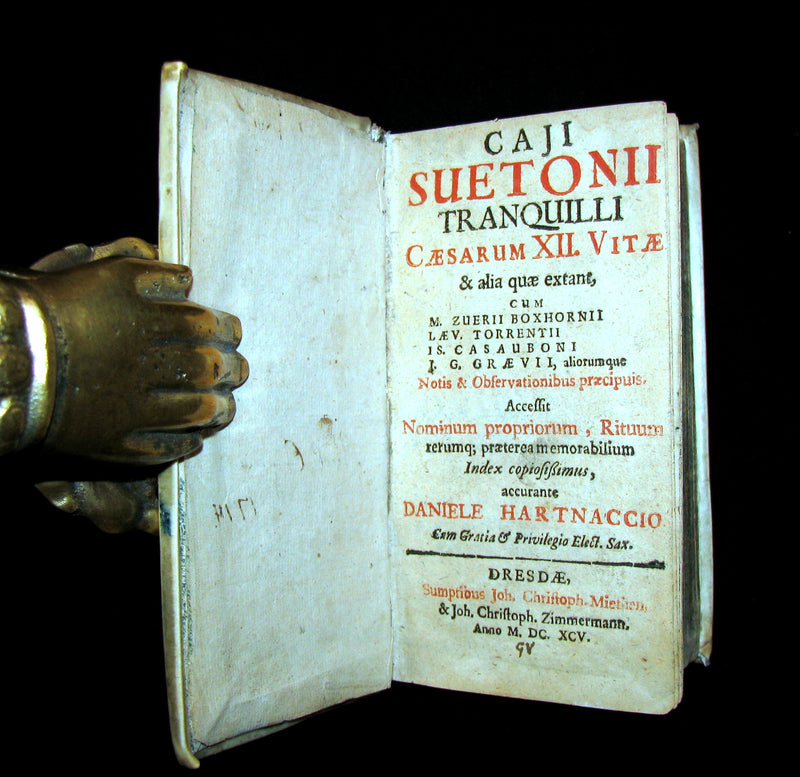 1695 Rare Latin Book - The Lives of the Twelve Caesars by Suetonius - CAESARUM XII VITAE