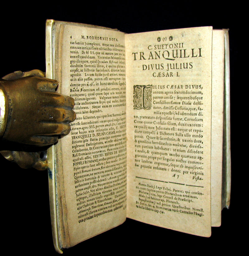 1695 Rare Latin Book - The Lives of the Twelve Caesars by Suetonius - CAESARUM XII VITAE