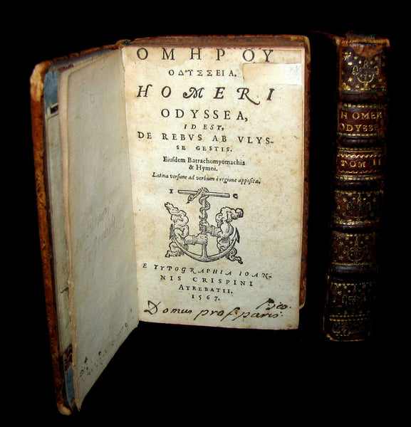 1567 Scarce Greek-Latin Book set - Homer's Odyssey - Odyssea - First 18th books in 2 of 3 Volumes