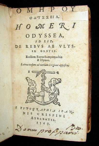 1567 Scarce Greek-Latin Book set - Homer's Odyssey - Odyssea - First 18th books in 2 of 3 Volumes