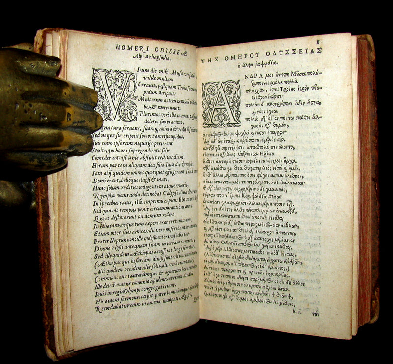 1567 Scarce Greek-Latin Book set - Homer's Odyssey - Odyssea - First 18th books in 2 of 3 Volumes