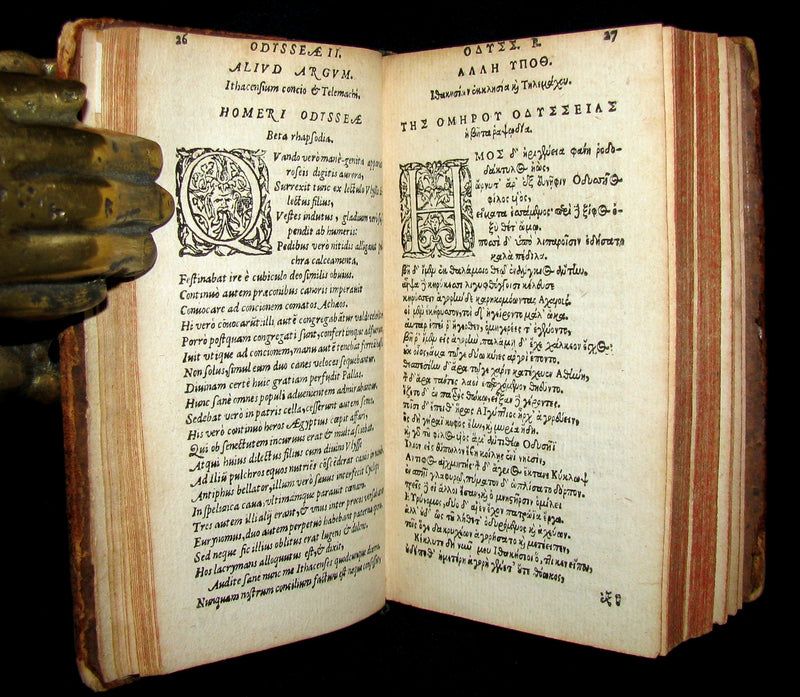 1567 Scarce Greek-Latin Book set - Homer's Odyssey - Odyssea - First 18th books in 2 of 3 Volumes