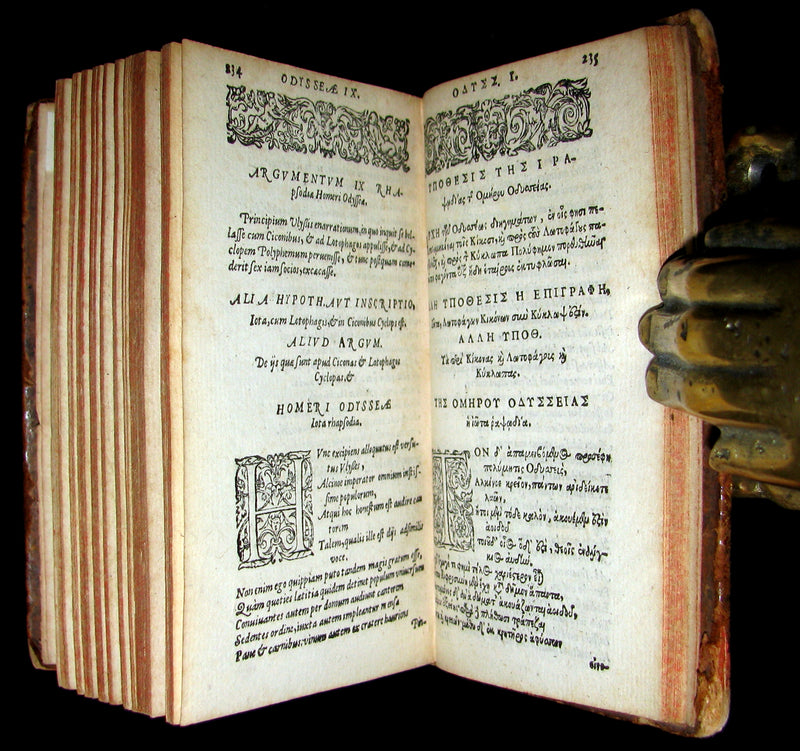 1567 Scarce Greek-Latin Book set - Homer's Odyssey - Odyssea - First 18th books in 2 of 3 Volumes