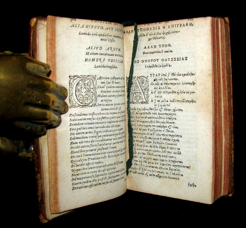 1567 Scarce Greek-Latin Book set - Homer's Odyssey - Odyssea - First 18th books in 2 of 3 Volumes